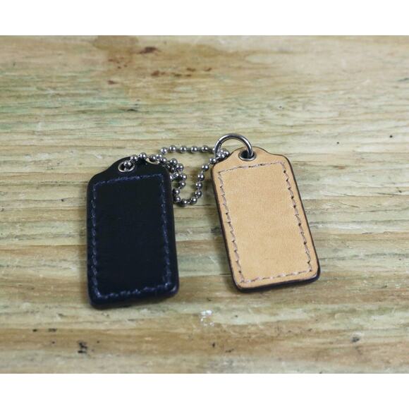 Coach Hang Tag Lot of 2 Black Tan Leather Replacement Bag Purse - Picture 2 of 3